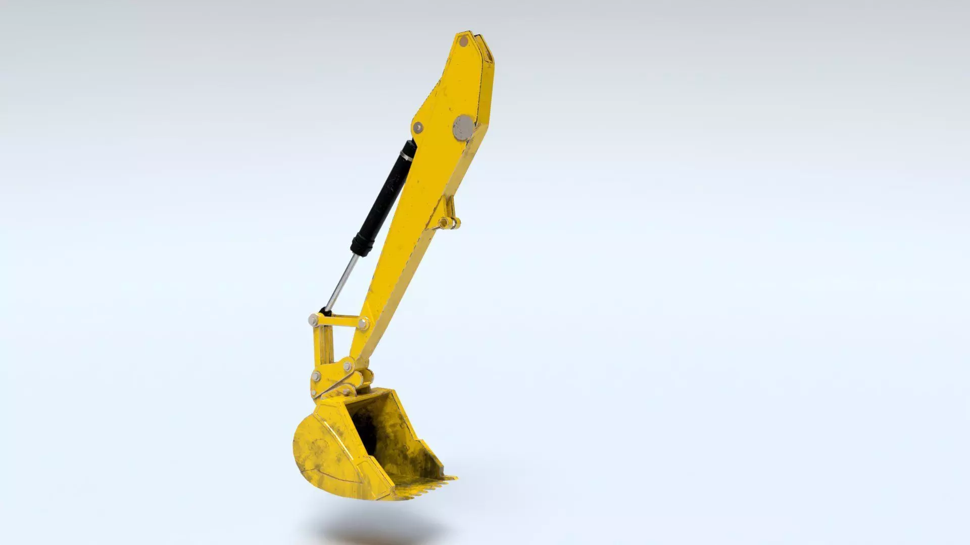 Rigged Hydraulic Excavator or Digger Arm and Bucket or Claw Low-poly 3D model_0