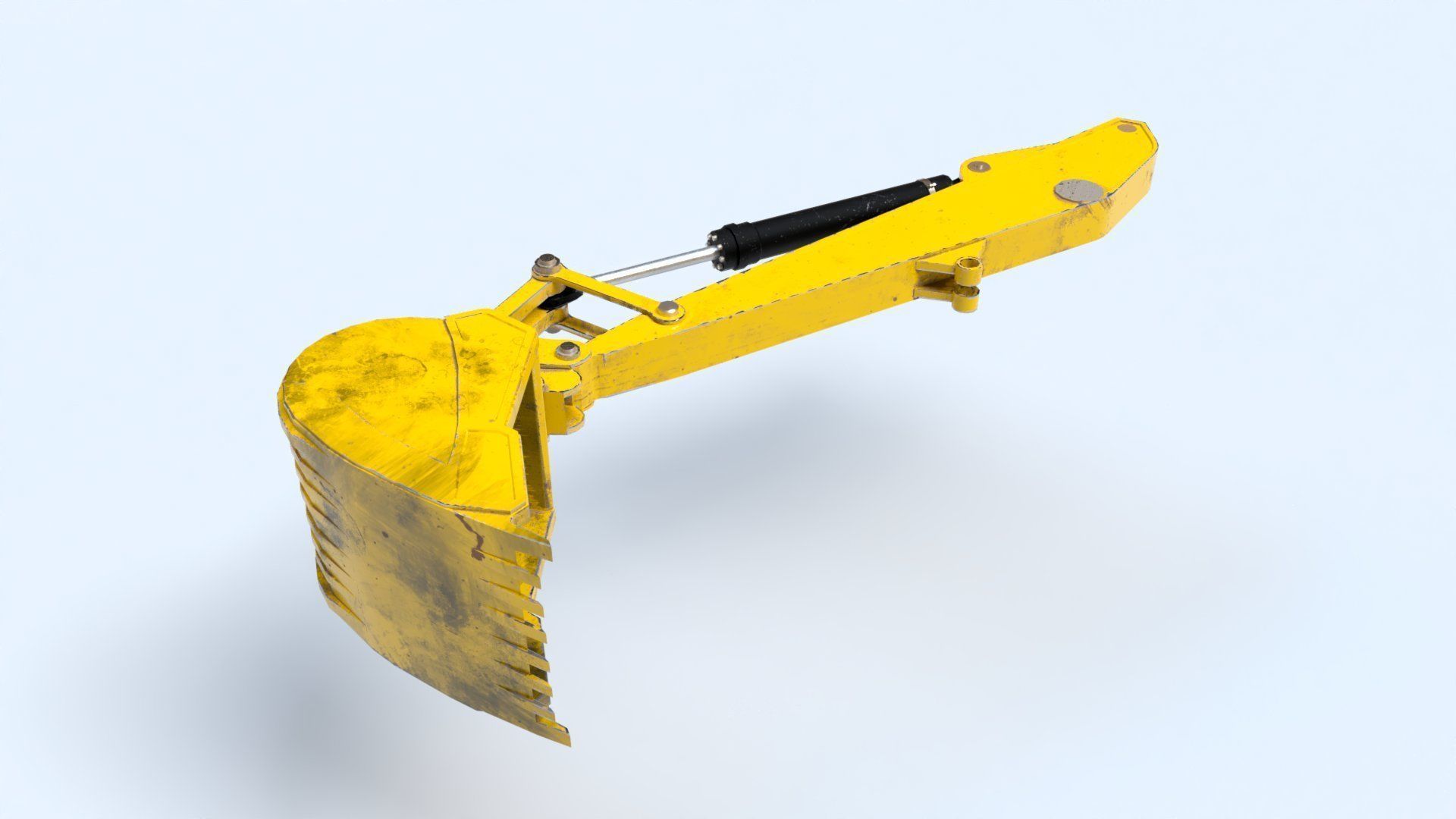 Rigged Hydraulic Excavator or Digger Arm and Bucket or Claw Low-poly 3D model_13