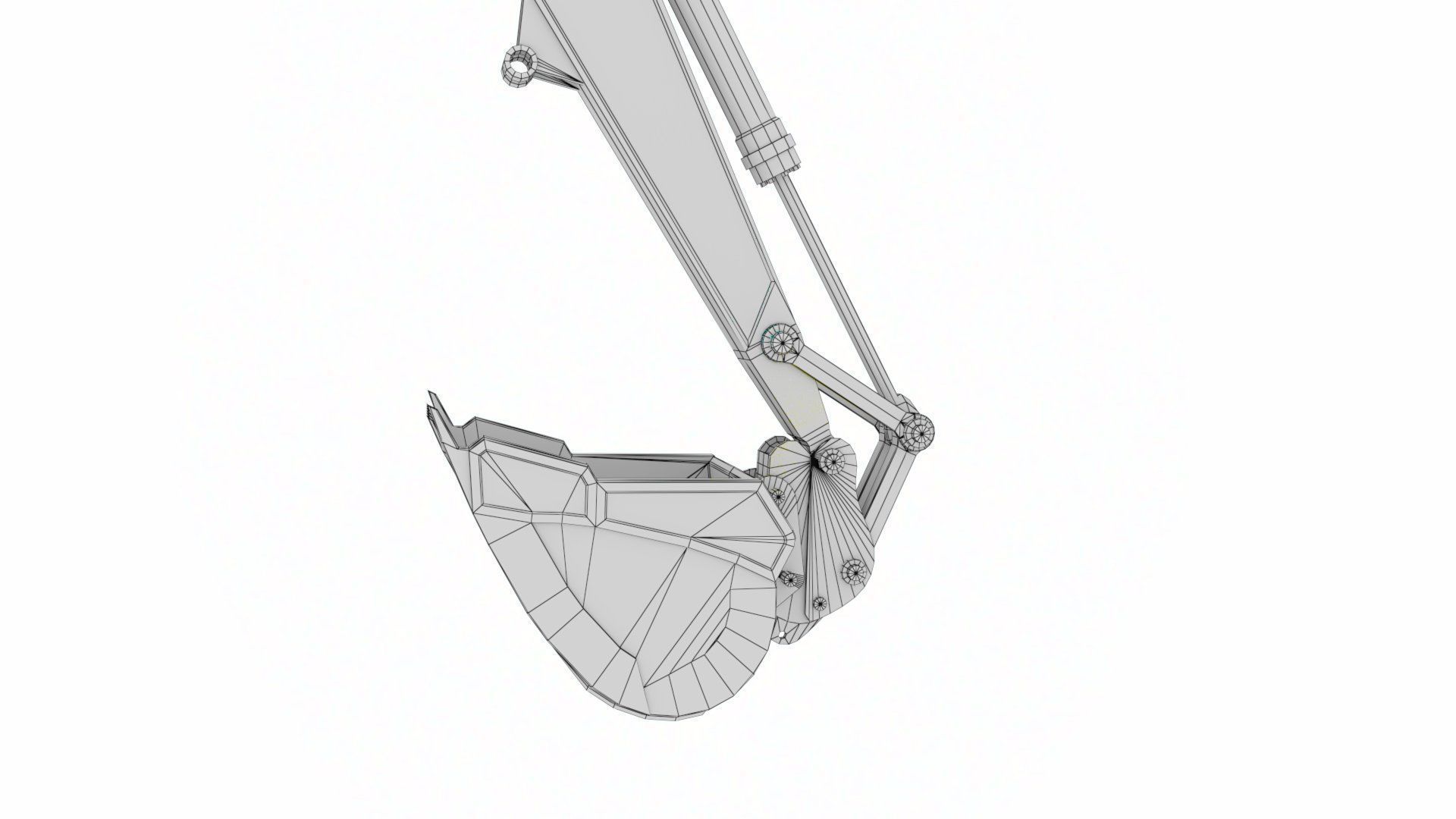 Rigged Hydraulic Excavator or Digger Arm and Bucket or Claw Low-poly 3D model_25