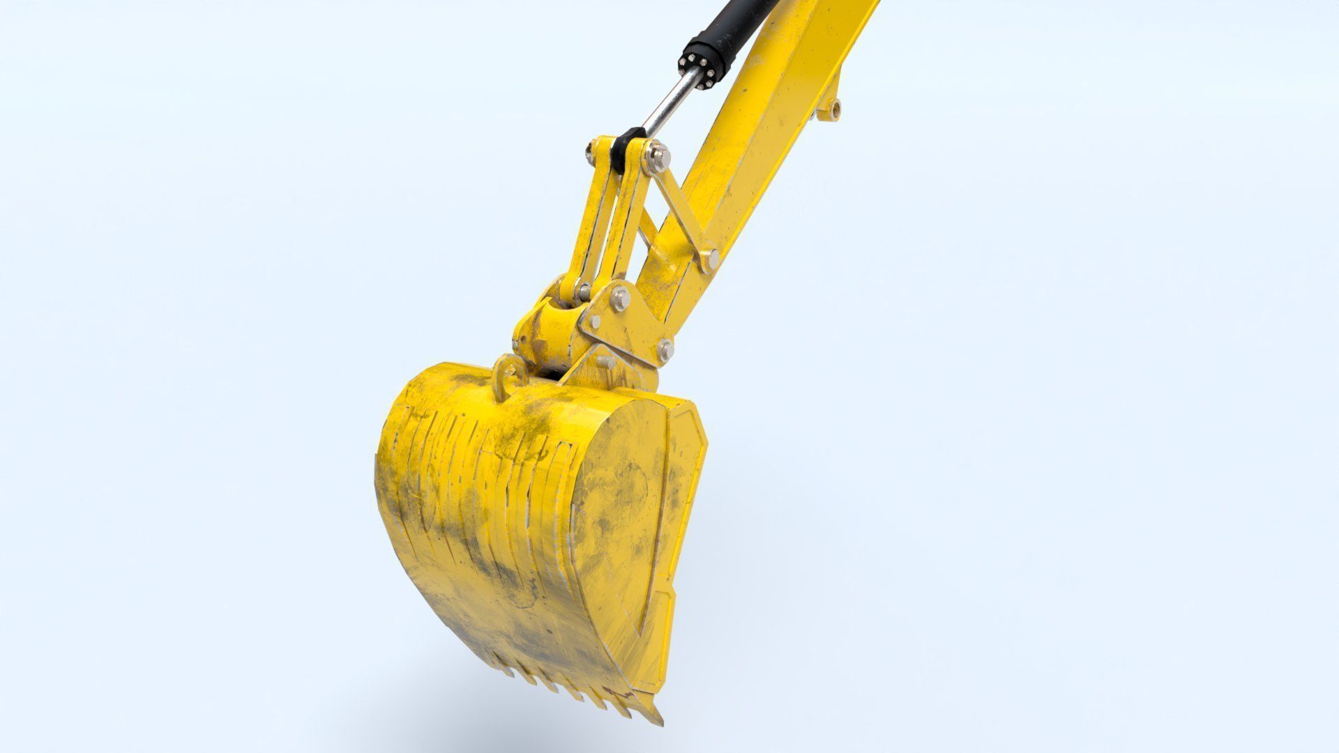 Rigged Hydraulic Excavator or Digger Arm and Bucket or Claw Low-poly 3D model_7
