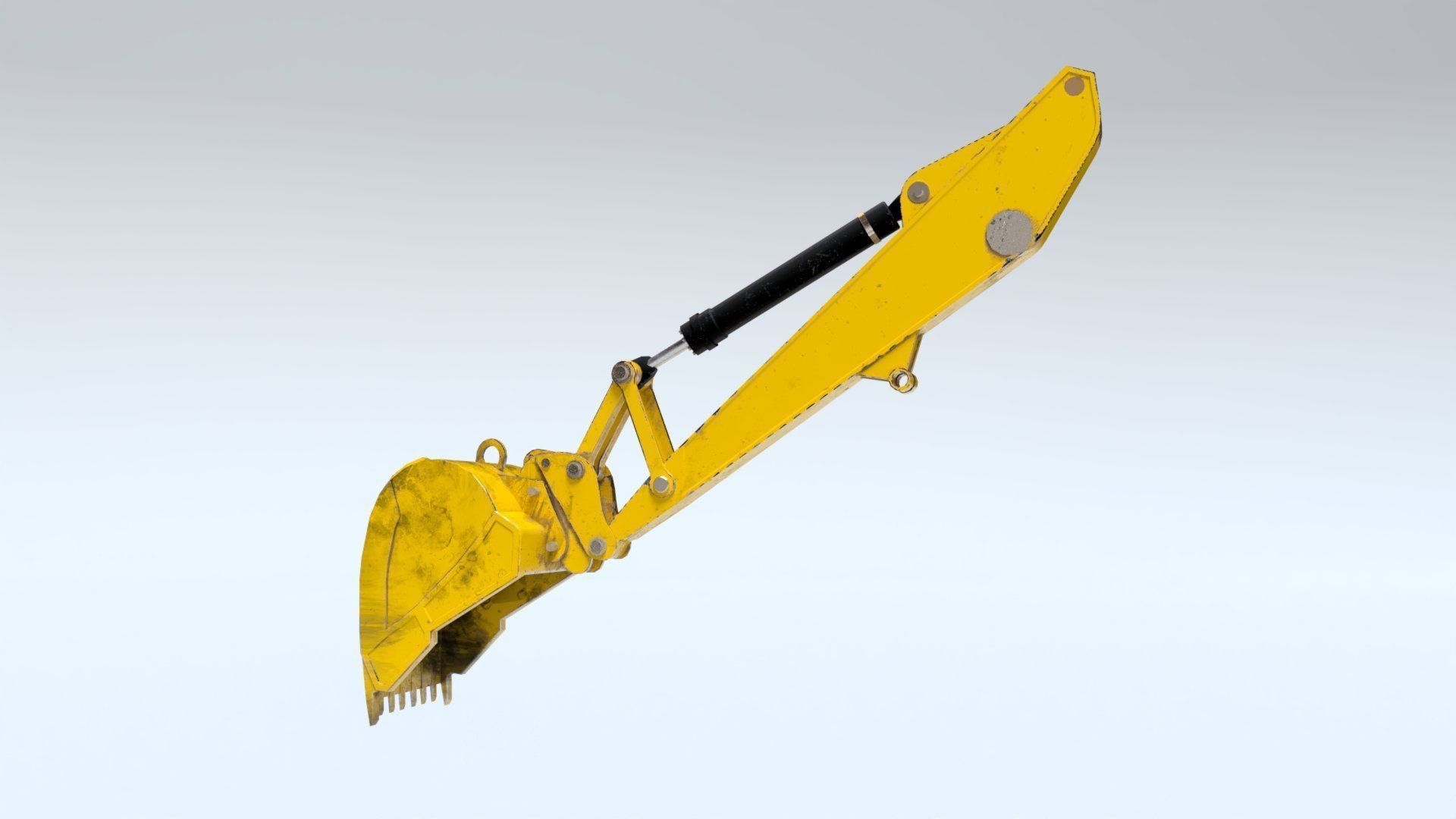 Rigged Hydraulic Excavator or Digger Arm and Bucket or Claw Low-poly 3D model_4