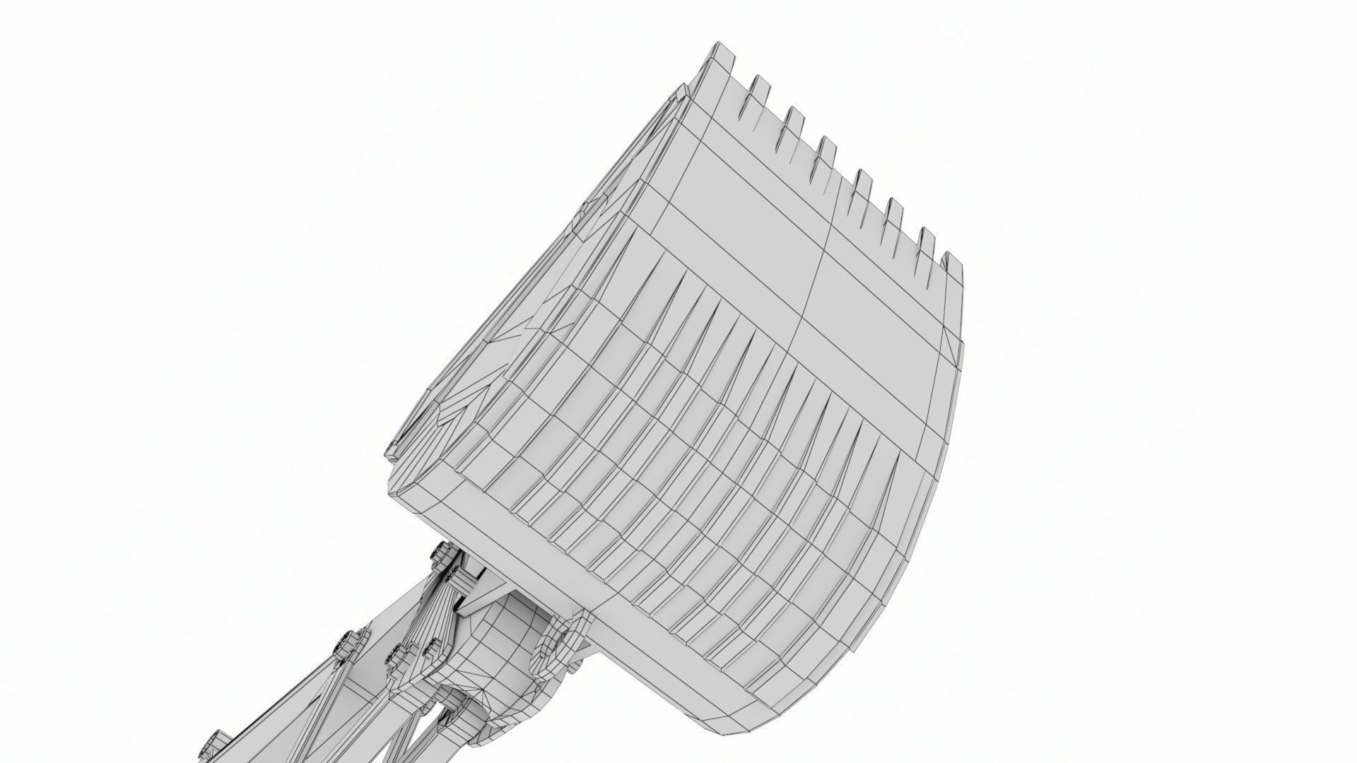 Rigged Hydraulic Excavator or Digger Arm and Bucket or Claw Low-poly 3D model_30