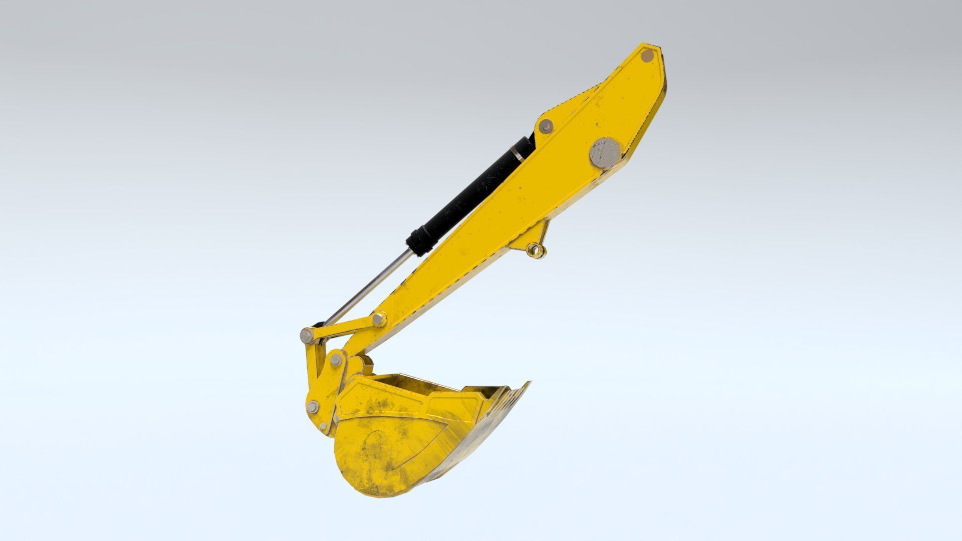 Rigged Hydraulic Excavator or Digger Arm and Bucket or Claw Low-poly 3D model_5