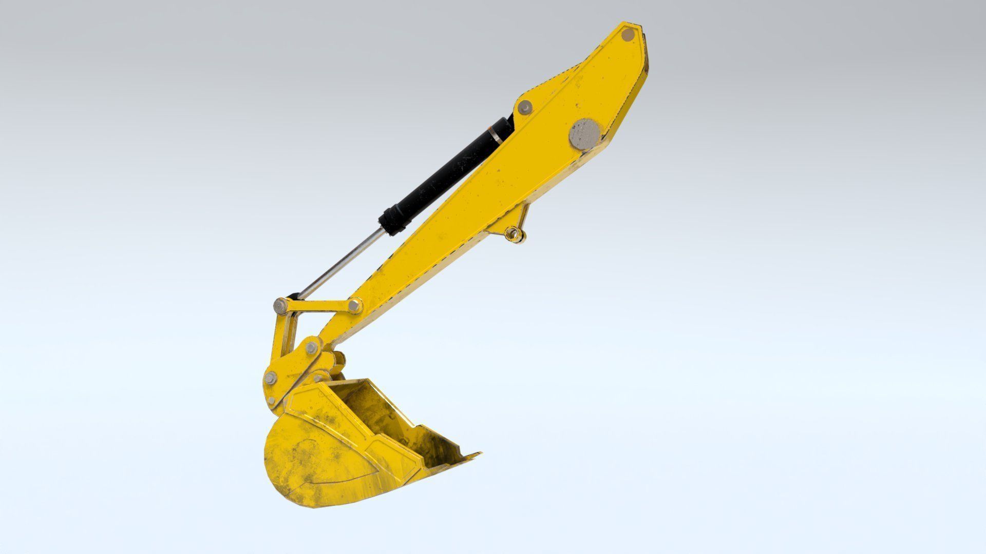Rigged Hydraulic Excavator or Digger Arm and Bucket or Claw Low-poly 3D model_15