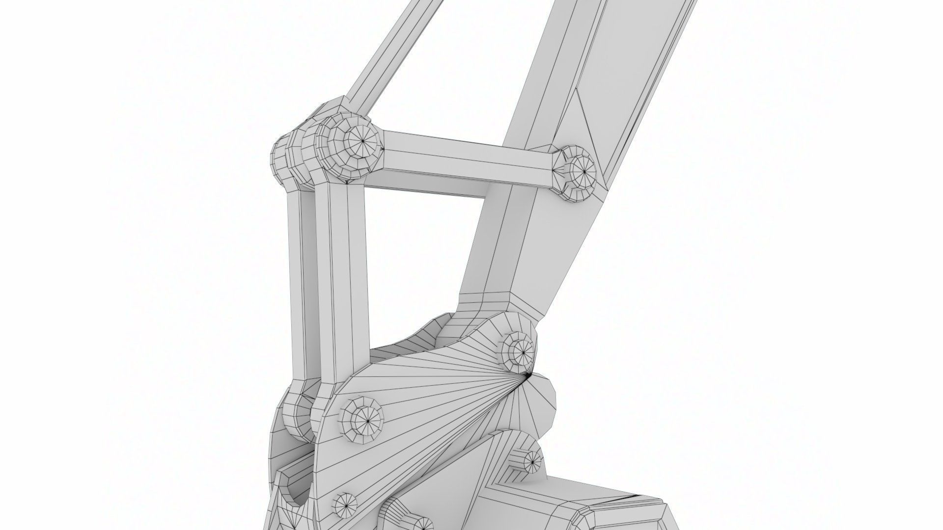 Rigged Hydraulic Excavator or Digger Arm and Bucket or Claw Low-poly 3D model_20