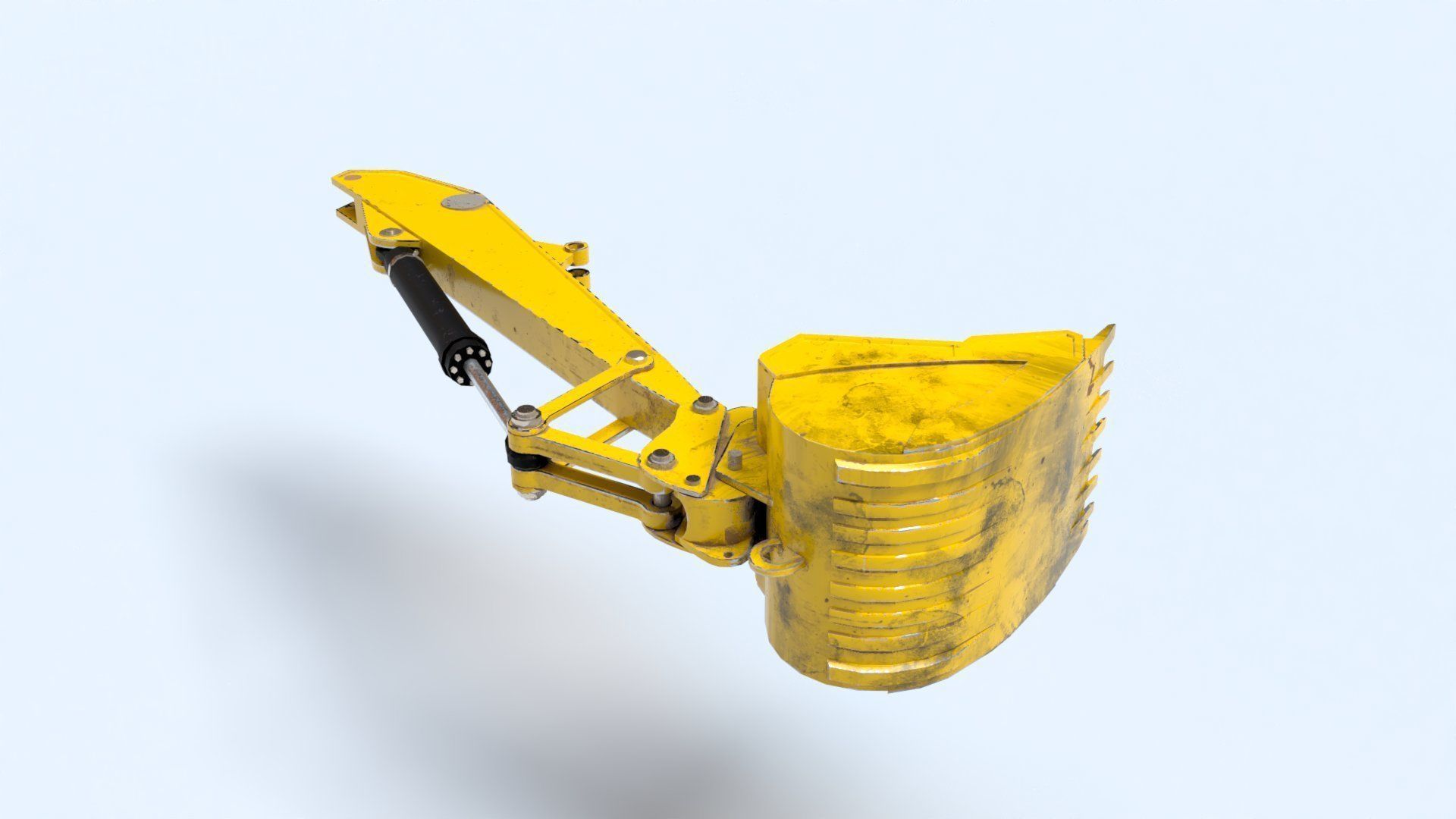 Rigged Hydraulic Excavator or Digger Arm and Bucket or Claw Low-poly 3D model_12