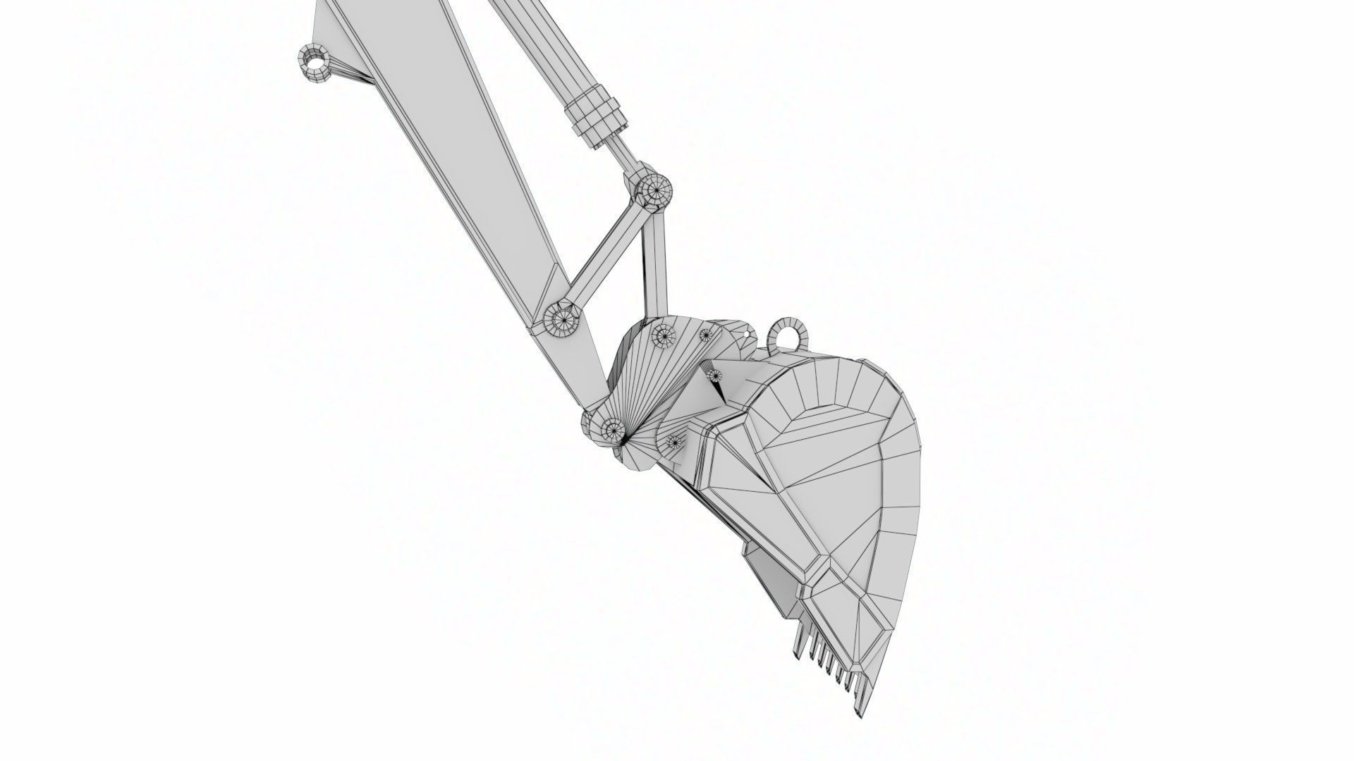 Rigged Hydraulic Excavator or Digger Arm and Bucket or Claw Low-poly 3D model_24
