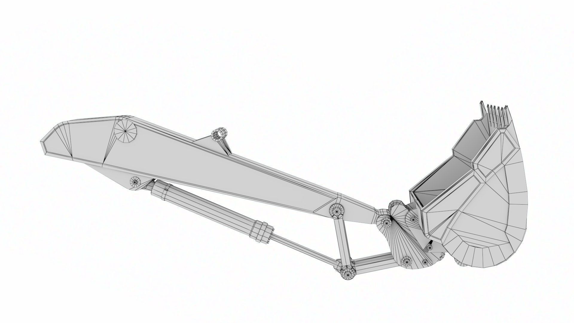 Rigged Hydraulic Excavator or Digger Arm and Bucket or Claw Low-poly 3D model_26