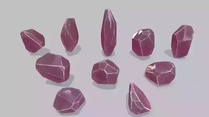 crystal set Low-poly 3D model