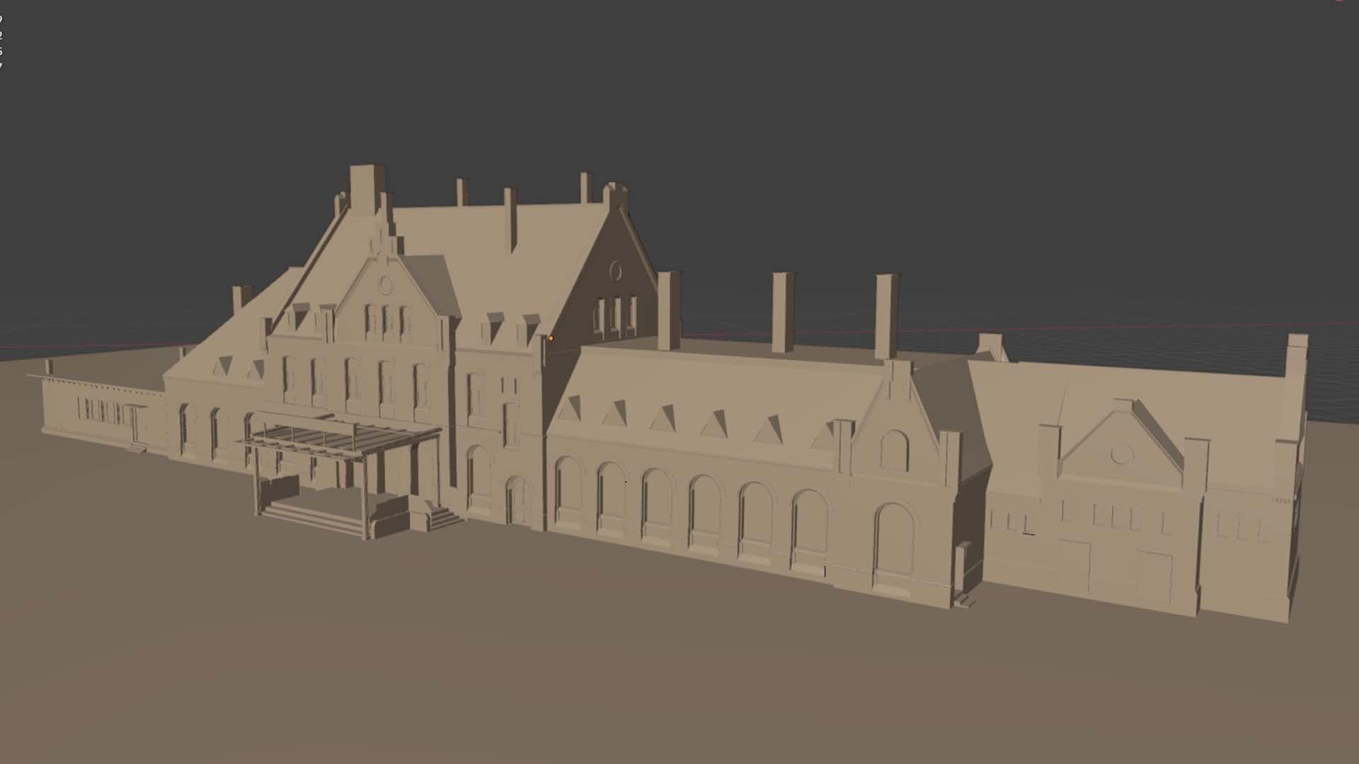 low poly railway station 3d model Low-poly 3D model_13