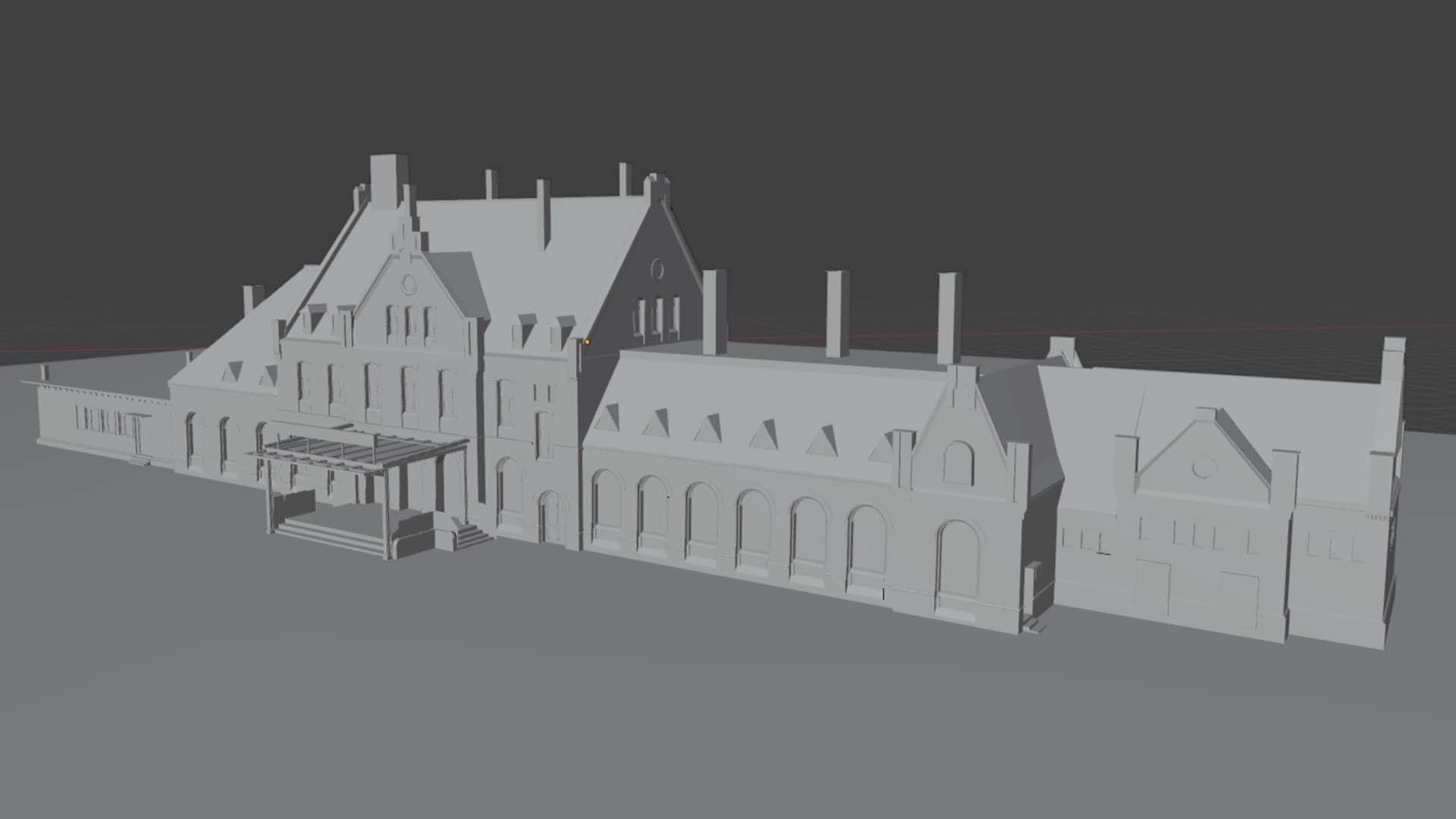 low poly railway station 3d model Low-poly 3D model_3