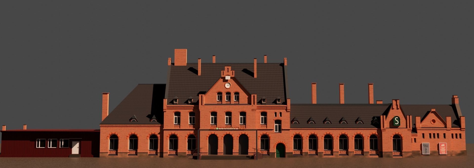 low poly railway station 3d model Low-poly 3D model_10