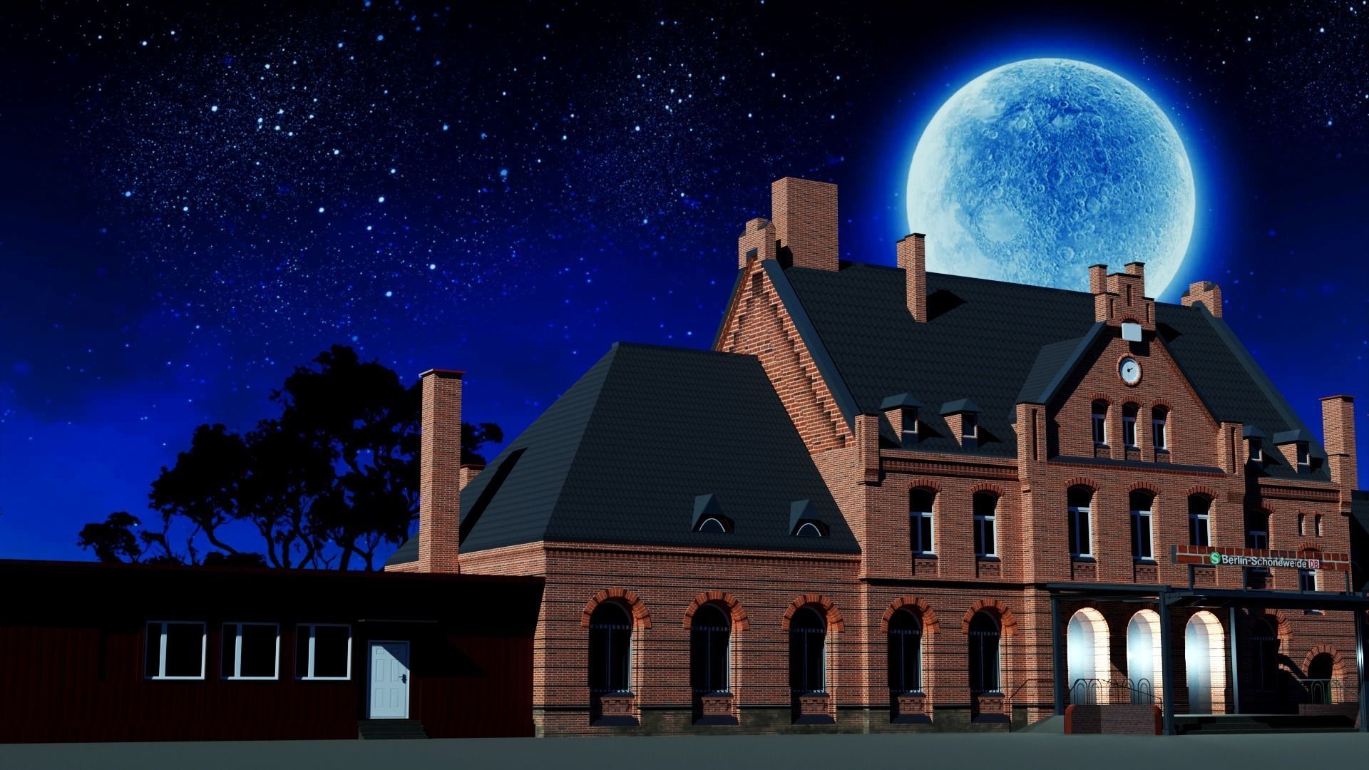low poly railway station 3d model Low-poly 3D model_12