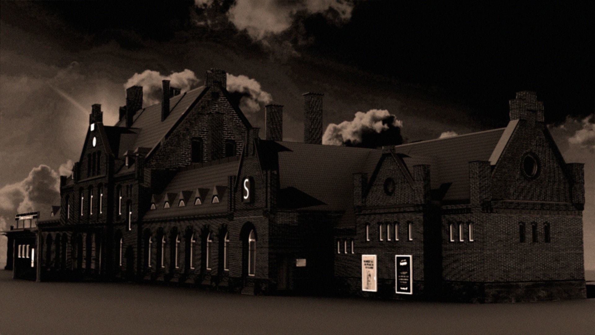 low poly railway station 3d model Low-poly 3D model_11