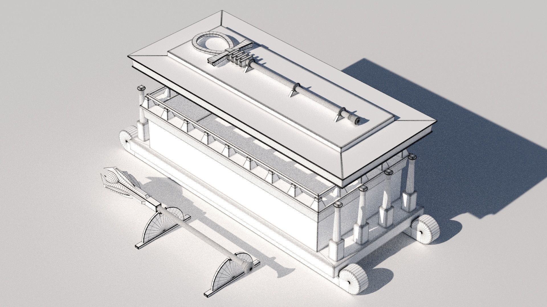 OB 02 Egyptian Necromancer Kit - Sledge Casket Low-poly 3D model_16