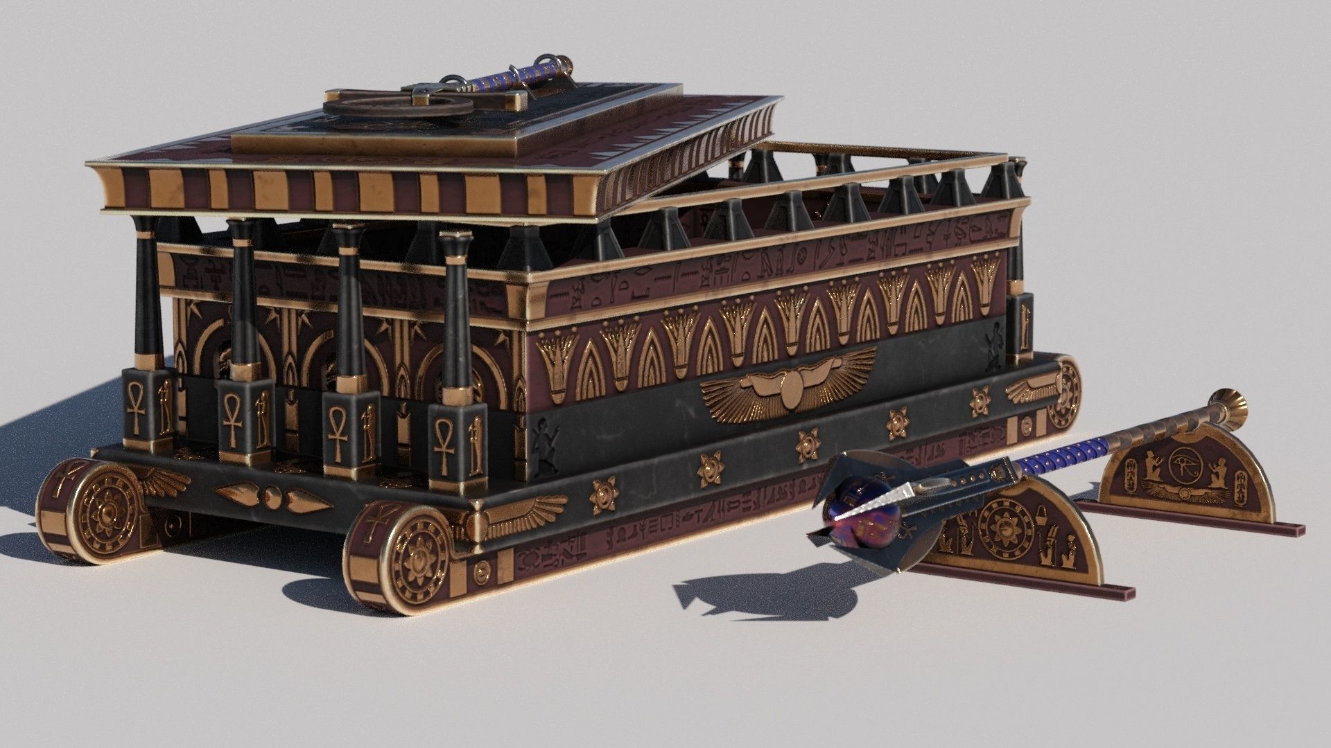 OB 02 Egyptian Necromancer Kit - Sledge Casket Low-poly 3D model_1
