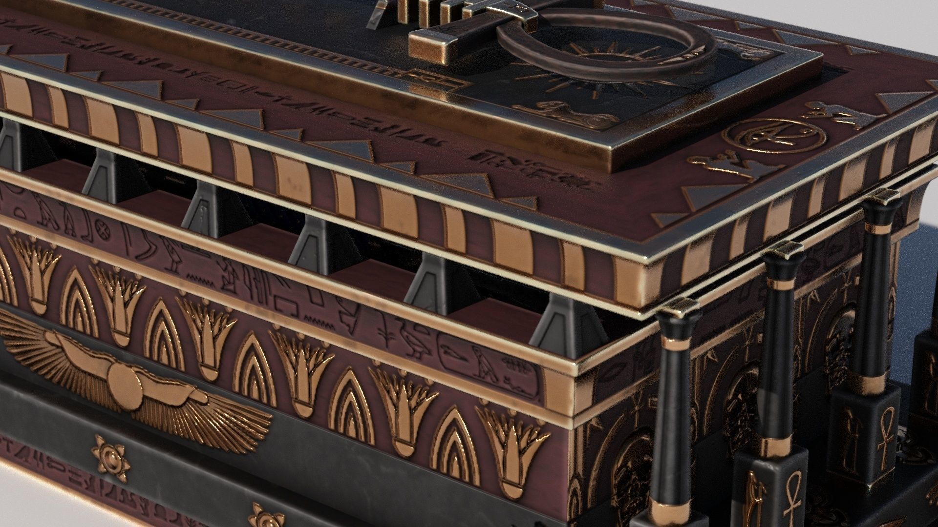 OB 02 Egyptian Necromancer Kit - Sledge Casket Low-poly 3D model_13
