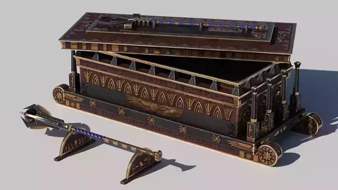 OB 02 Egyptian Necromancer Kit - Sledge Casket Low-poly 3D model