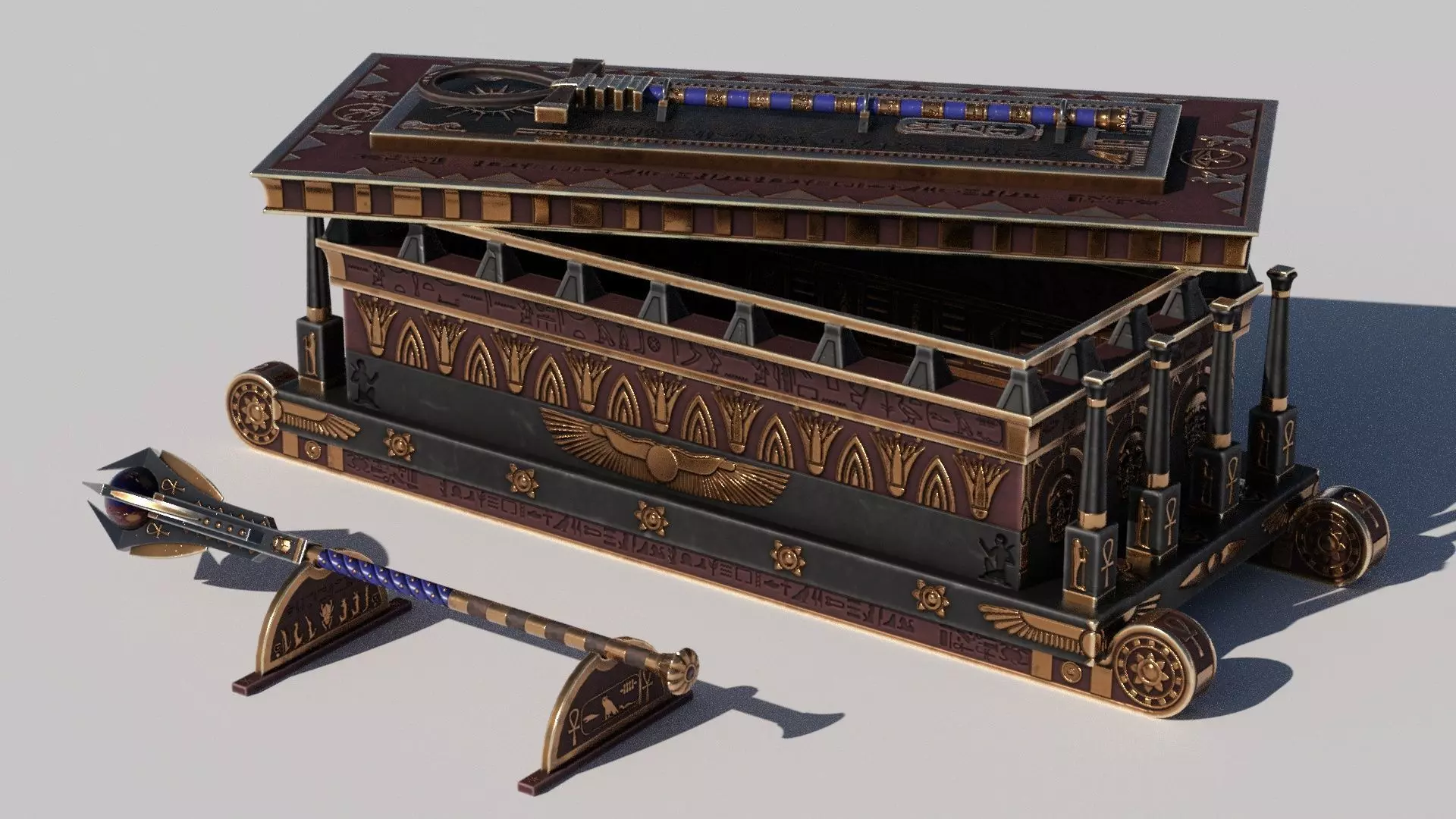 OB 02 Egyptian Necromancer Kit - Sledge Casket Low-poly 3D model_0