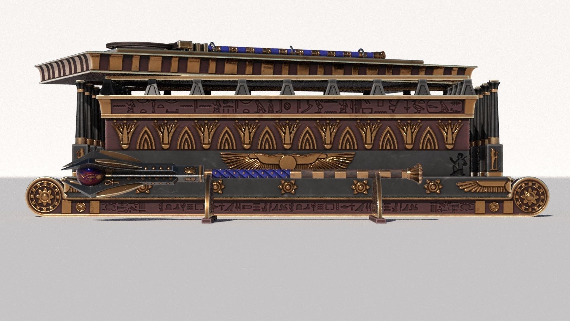 OB 02 Egyptian Necromancer Kit - Sledge Casket Low-poly 3D model_14