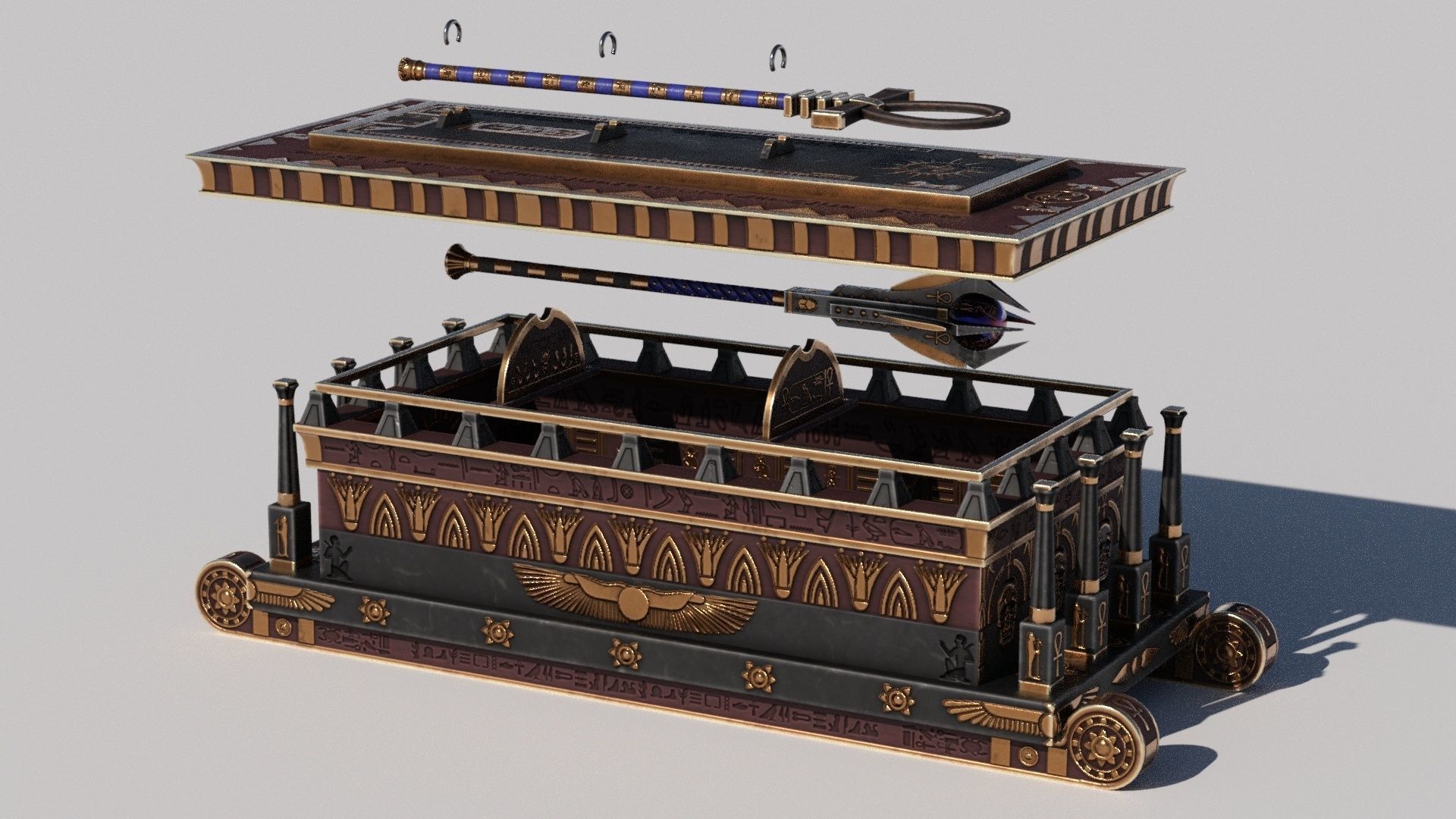 OB 02 Egyptian Necromancer Kit - Sledge Casket Low-poly 3D model_4