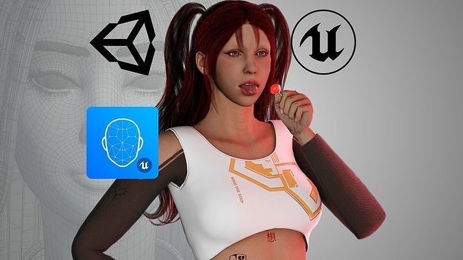 CyberPunk Woman - Game Ready Low-poly 3D model