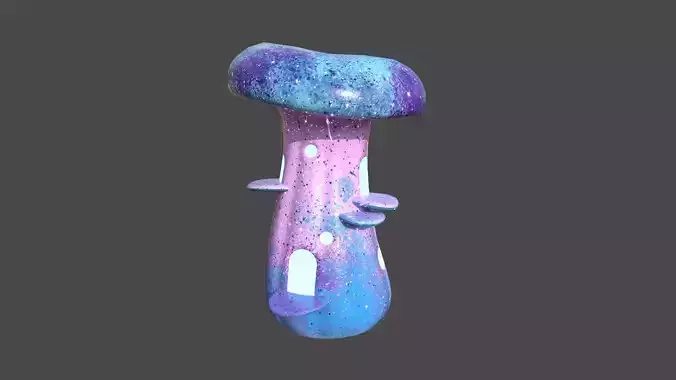 Fantasy Mushroom F01 Purple Blue - Scene Backdrop Design Low-poly 3D model