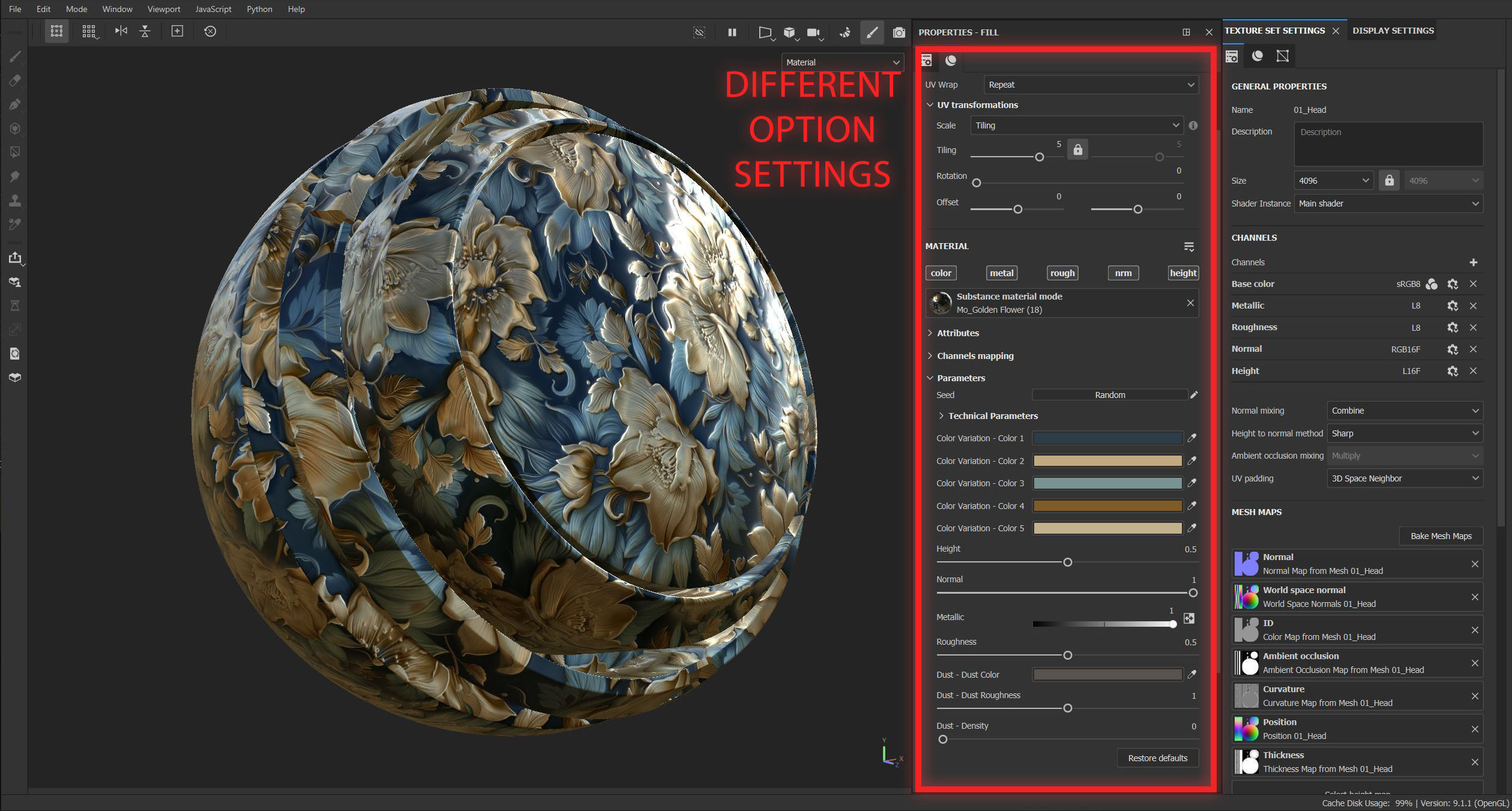 50 Golden Flowers Materials Texture_1