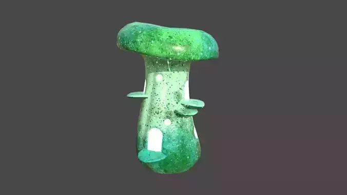 Fantasy Mushroom F04 Green - Scene Backdrop Design Low-poly 3D model