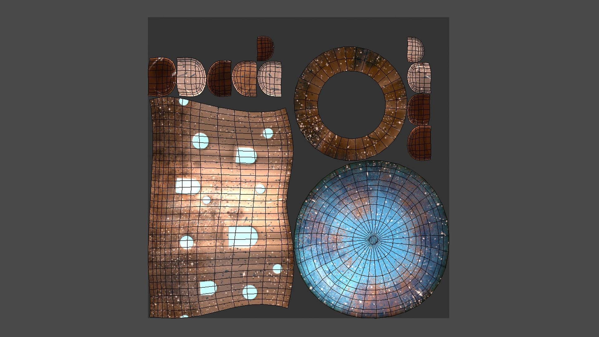 Fantasy Mushroom F05 Blue Orange - Scene Backdrop Design Low-poly 3D model_5