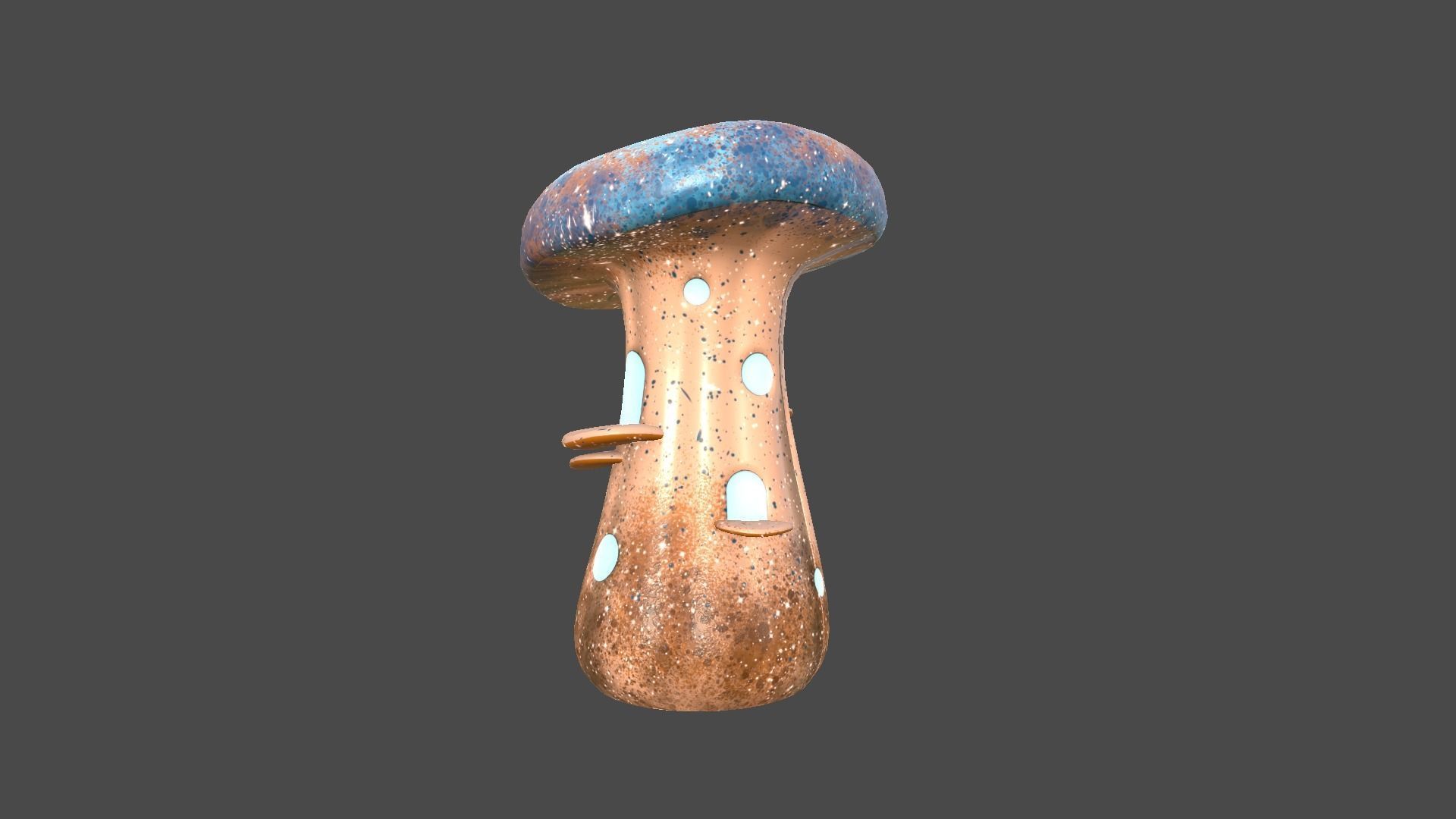 Fantasy Mushroom F05 Blue Orange - Scene Backdrop Design Low-poly 3D model_3