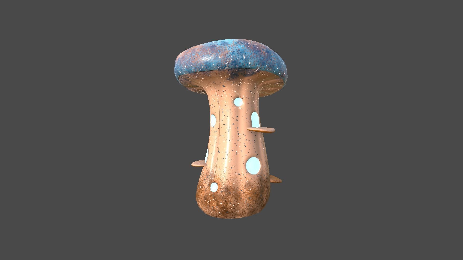 Fantasy Mushroom F05 Blue Orange - Scene Backdrop Design Low-poly 3D model_4