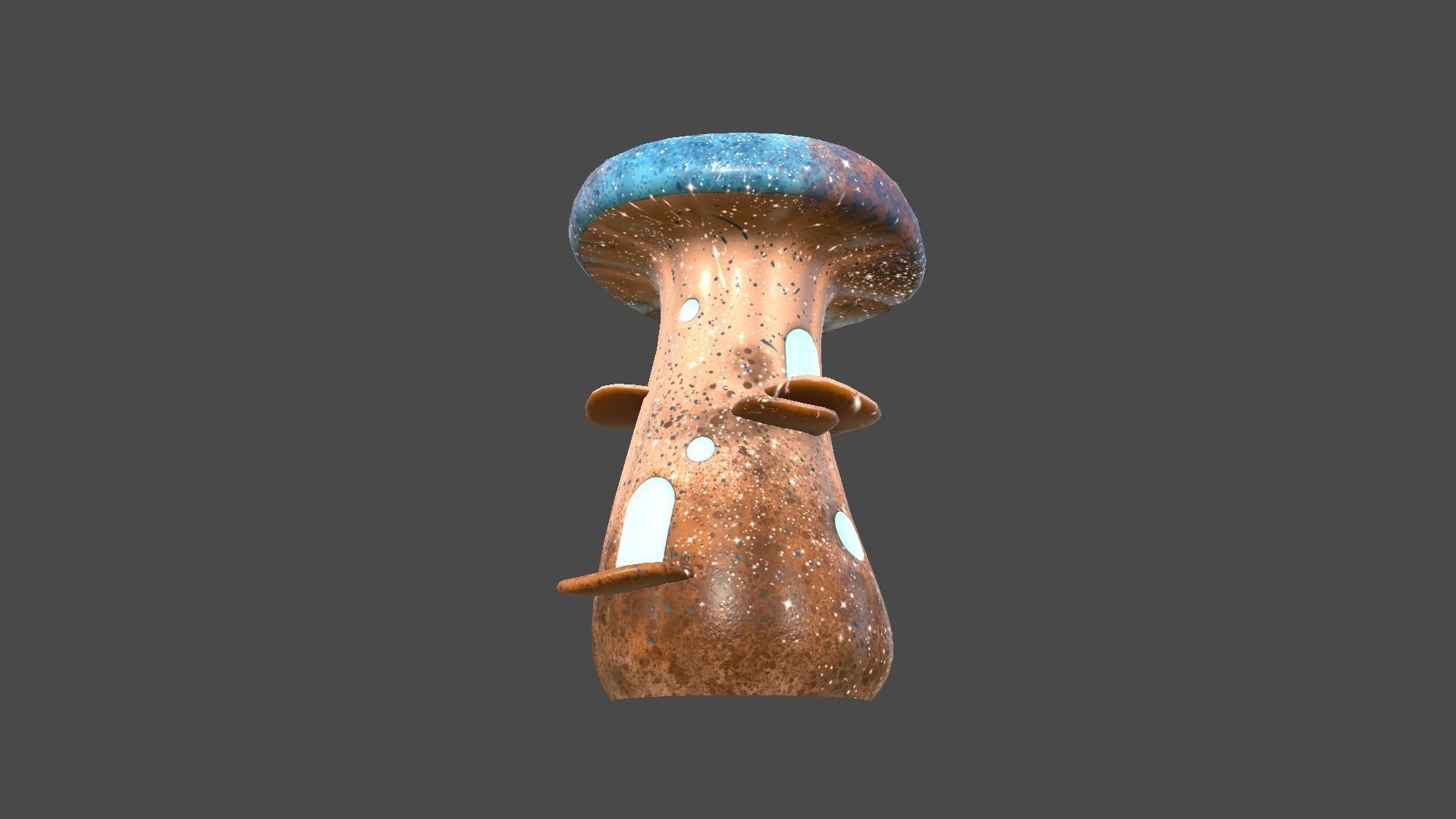 Fantasy Mushroom F05 Blue Orange - Scene Backdrop Design Low-poly 3D model_2