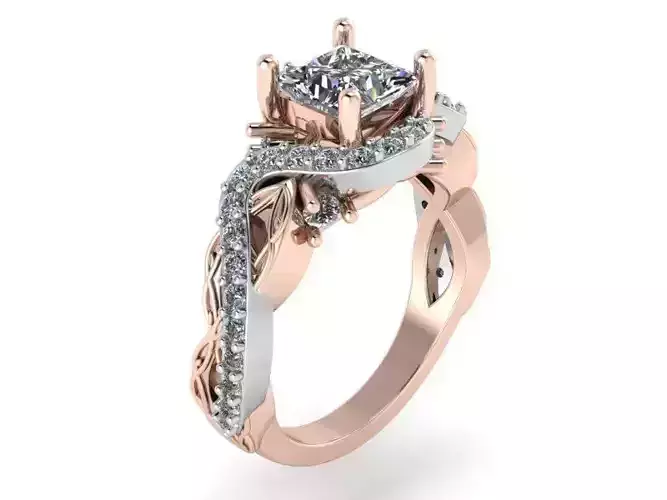 Princess Diamond Twisted Shank Ring 2065