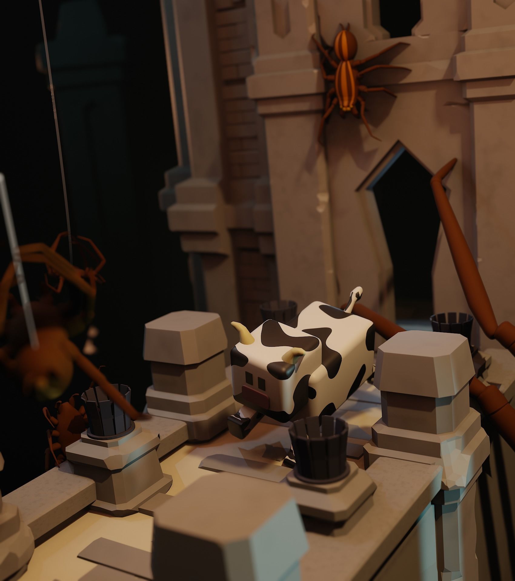 Cow in the spider kingdom 3D model_1