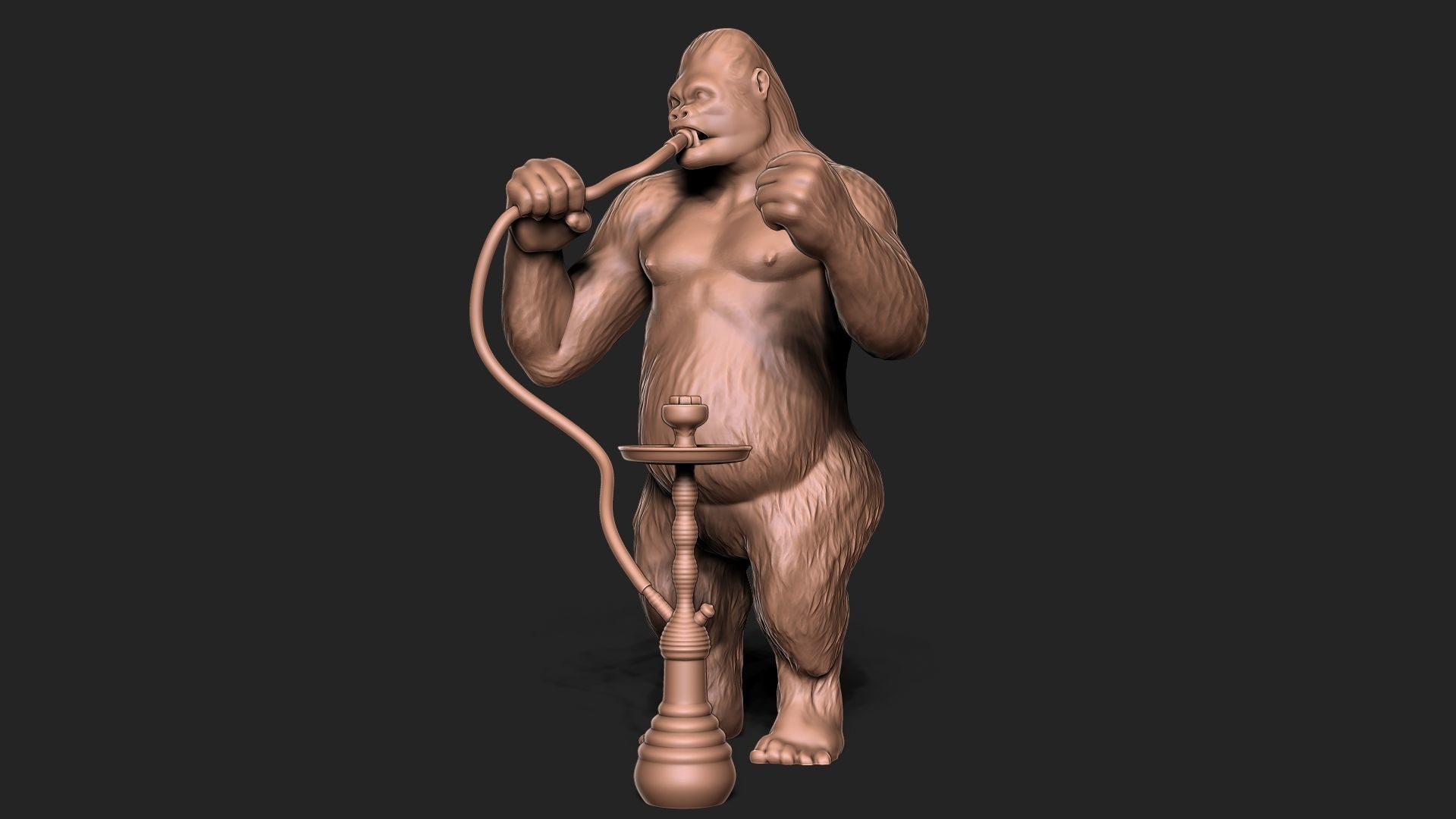 Gorilla smoking Shisha hookah 3D print model_2