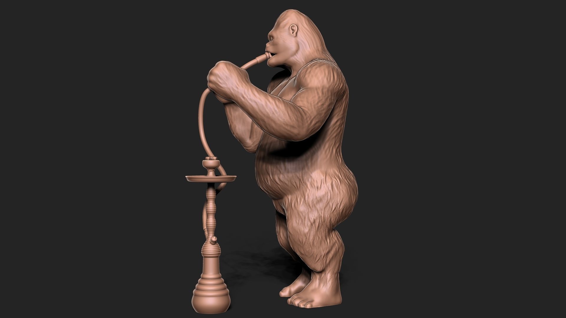 Gorilla smoking Shisha hookah 3D print model_3