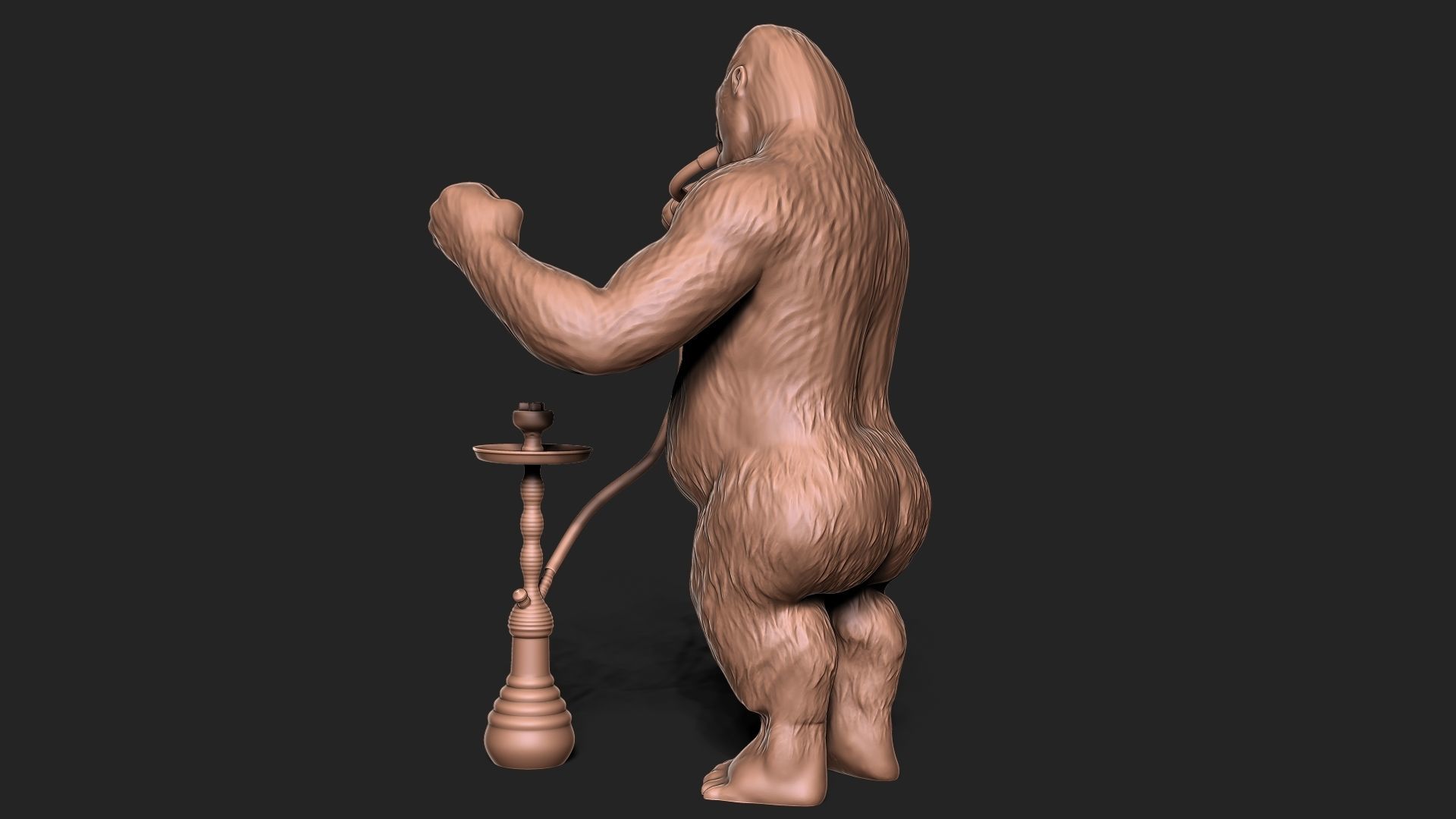 Gorilla smoking Shisha hookah 3D print model_6