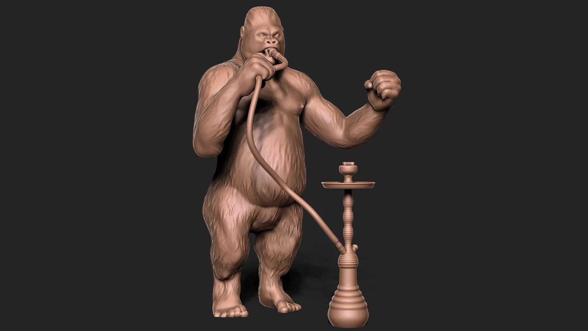 Gorilla smoking Shisha hookah 3D print model_0