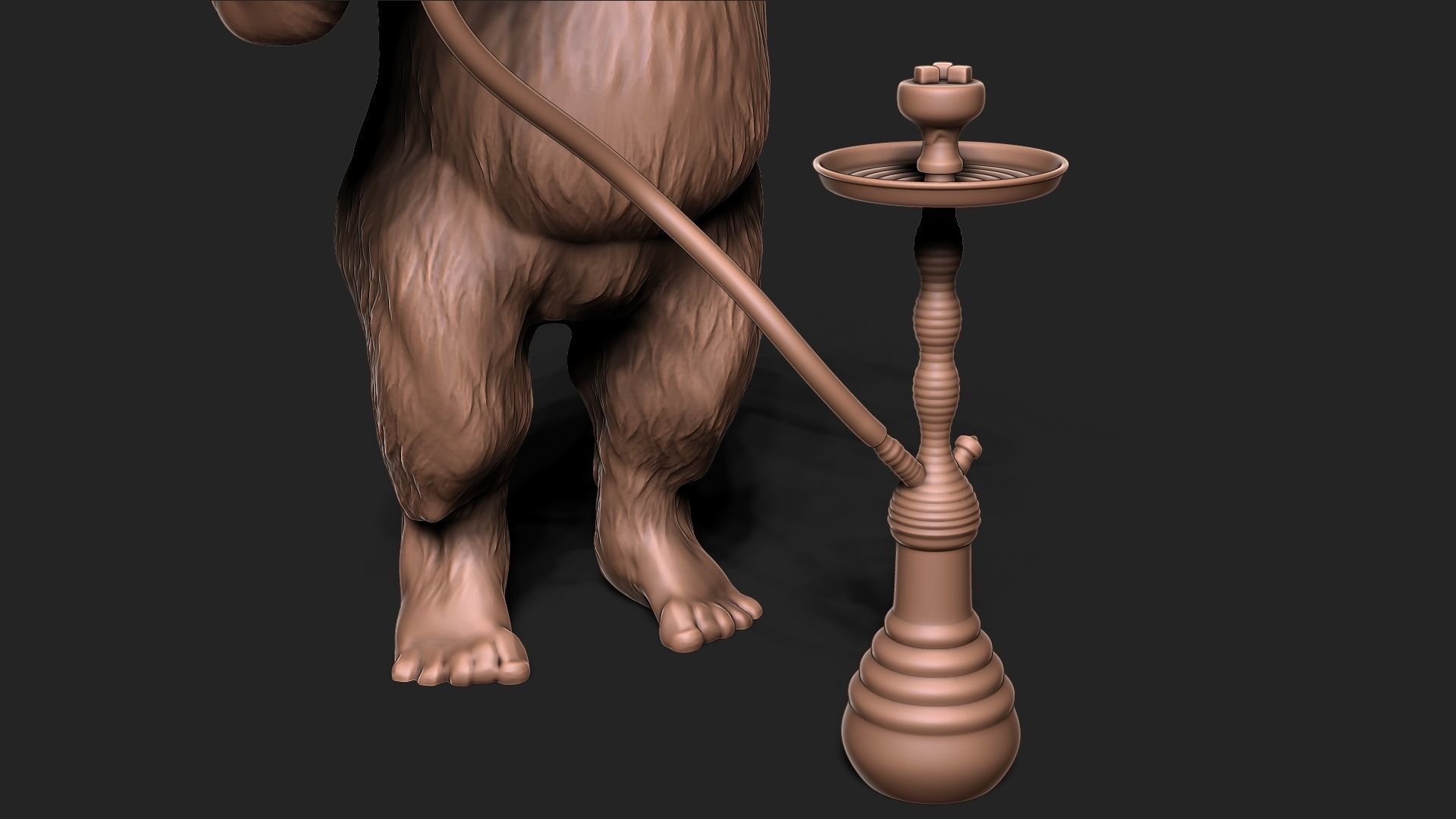 Gorilla smoking Shisha hookah 3D print model_8