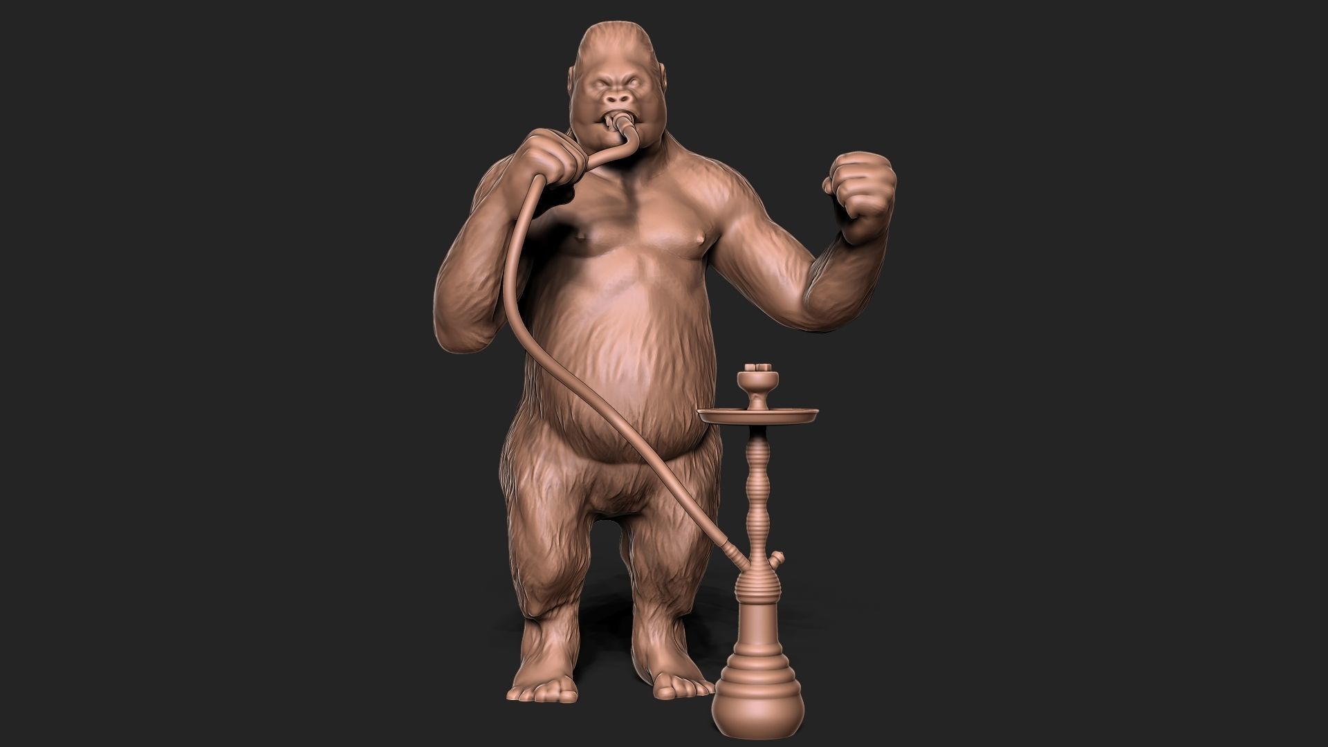 Gorilla smoking Shisha hookah 3D print model_1