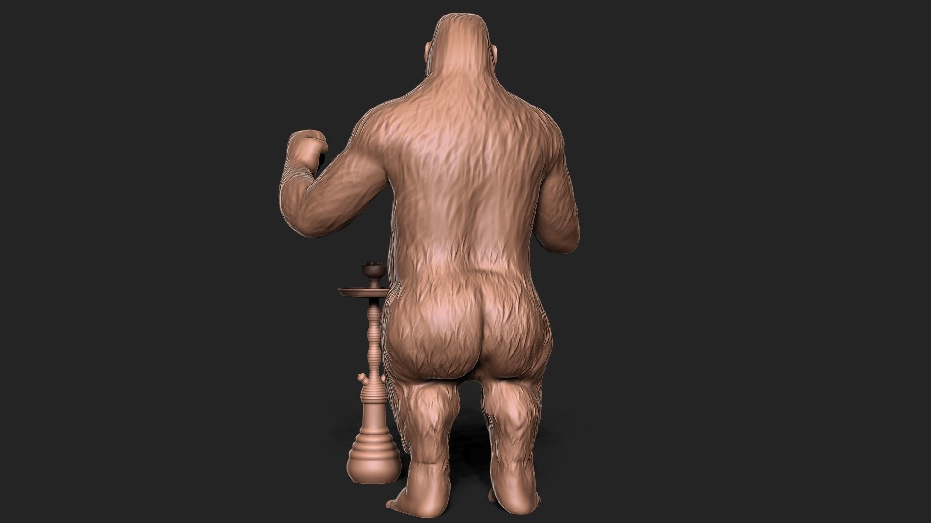 Gorilla smoking Shisha hookah 3D print model_5