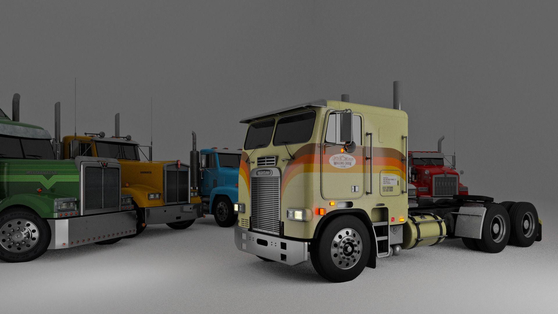 Freightliner FLT - FLA Cabover Semi Truck 3D model_8