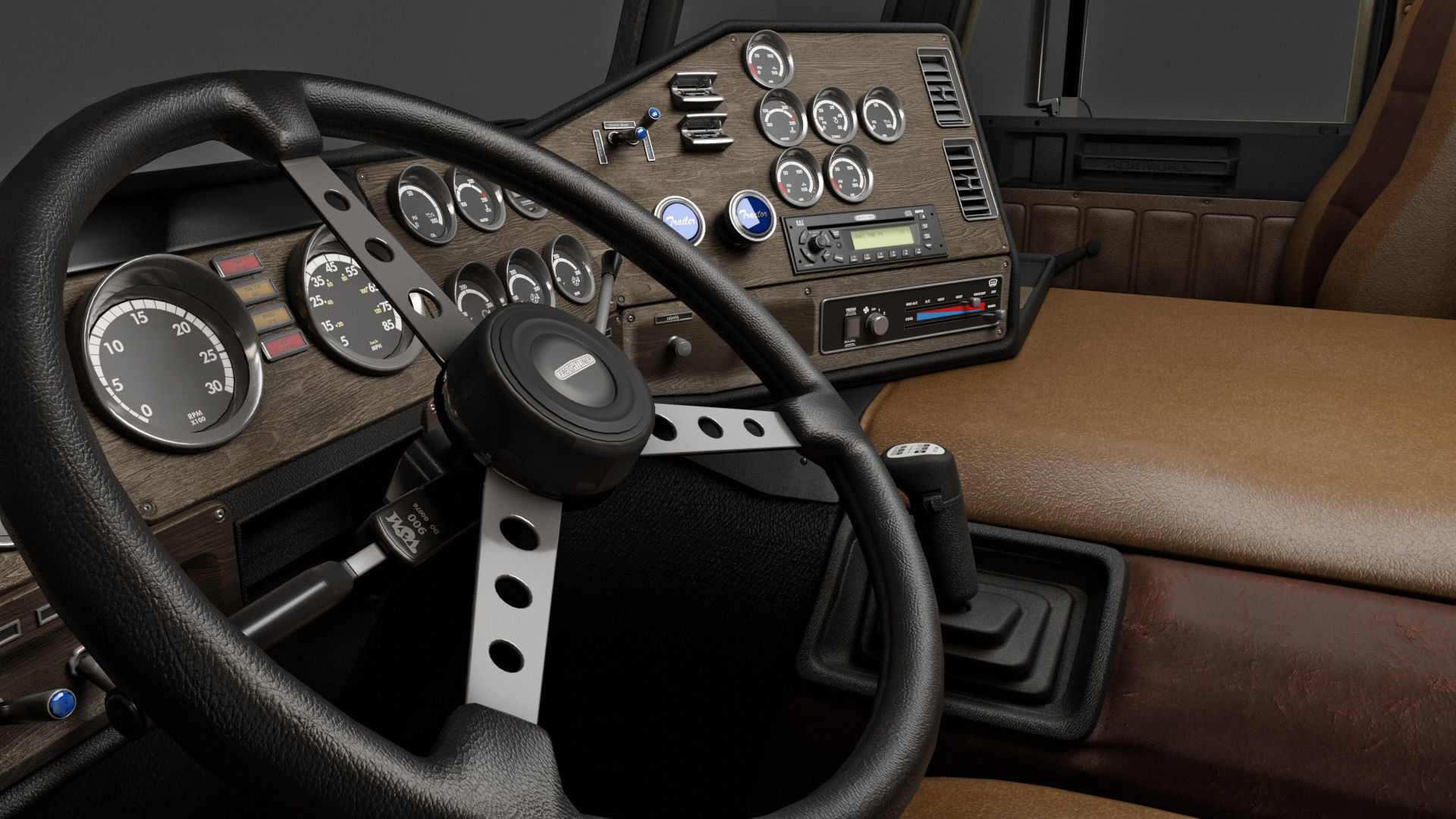 Freightliner FLT - FLA Cabover Semi Truck 3D model_1