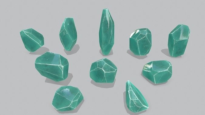 crystal set Low-poly 3D model