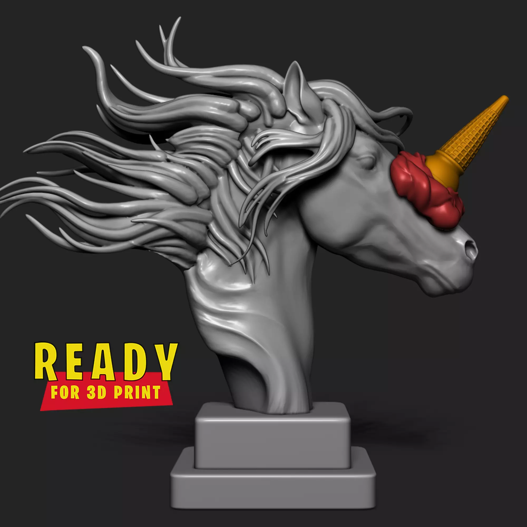 HORSE AND UNICORN WITH ICE CREAM 3D print model_0