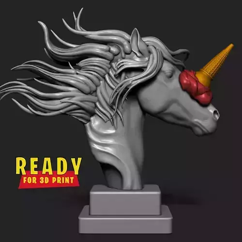 HORSE AND UNICORN WITH ICE CREAM 3D print model