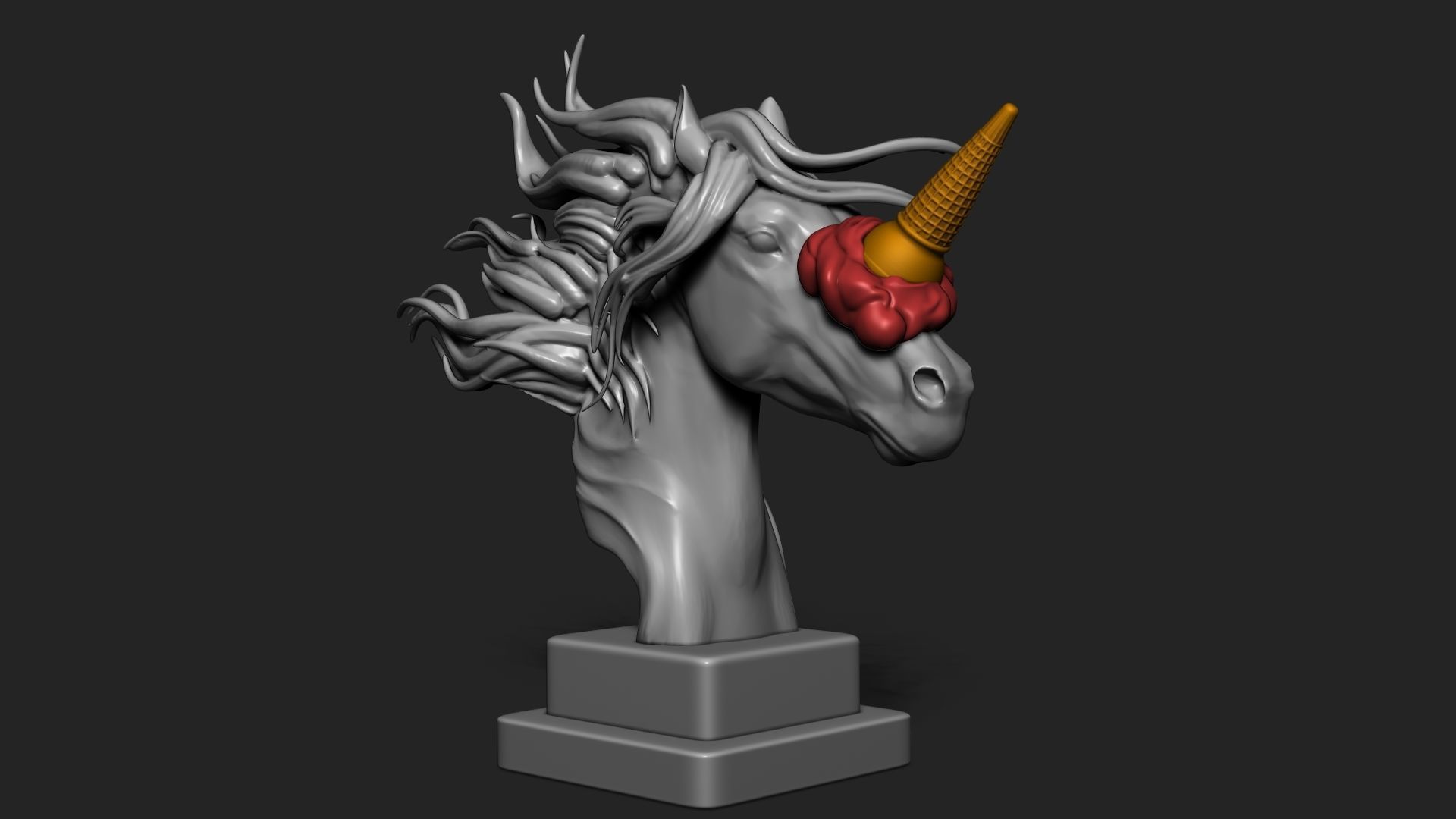 HORSE AND UNICORN WITH ICE CREAM 3D print model_2