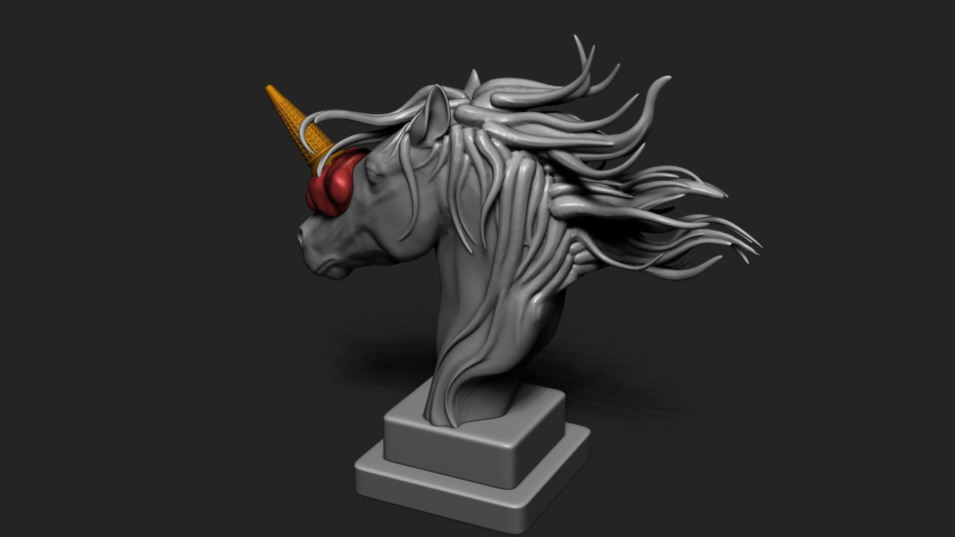 HORSE AND UNICORN WITH ICE CREAM 3D print model_4