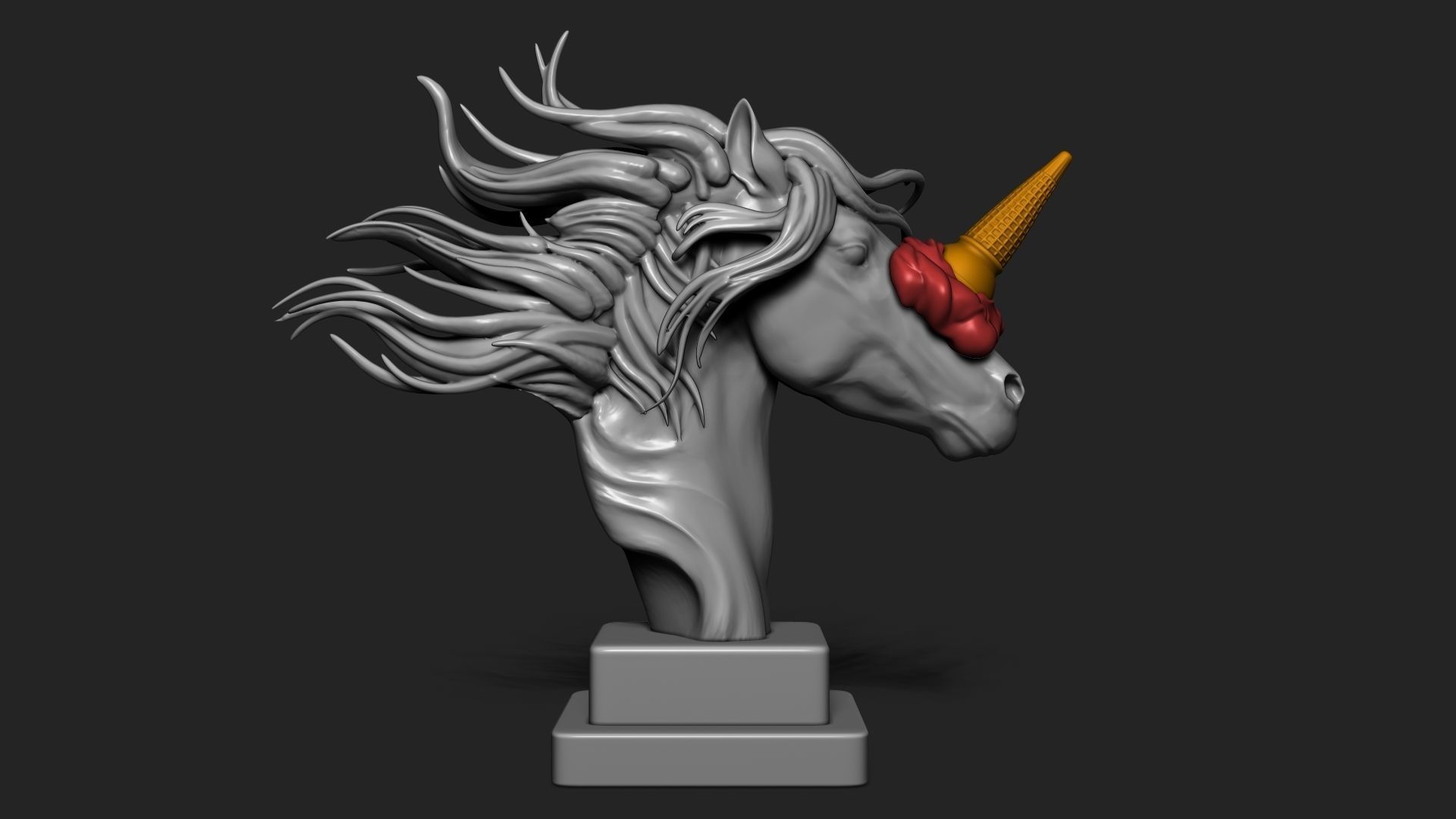 HORSE AND UNICORN WITH ICE CREAM 3D print model_1